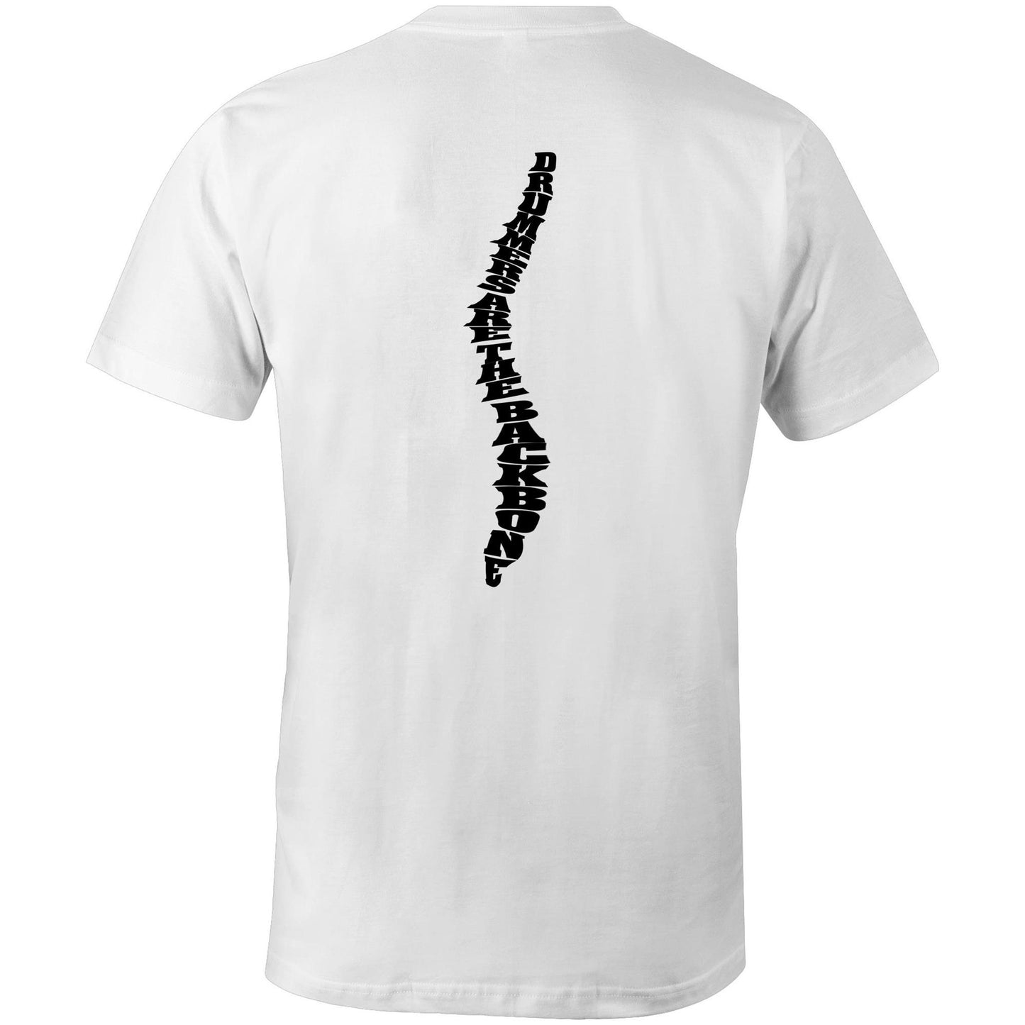 Drummers are the Backbone... of every band. "DRUMMERS ARE THE BACKBONE" in the style of a backbone. AS Colour Organic Tee